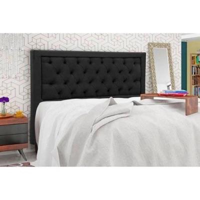 Cabeceira Casal 140cm Simbal Baronesa Veludo Preto