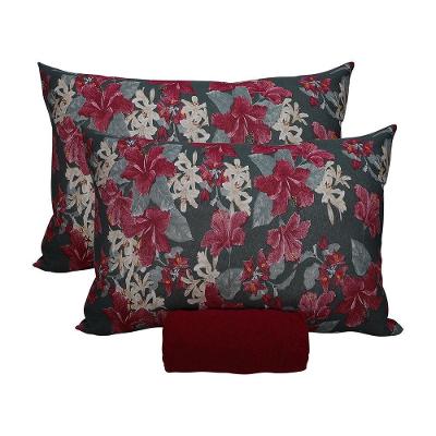 Jogo De Cama Casal Portallar Malha 100% Algodão Nápoles 3 Peças Vermelho