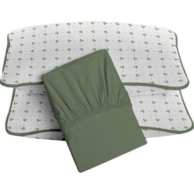Jogo De Cama Tecebem Casal Malha 100% Algodão Hugo 3 Peças Premium Oliva