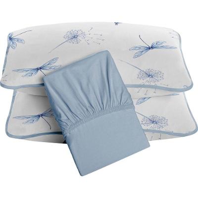 Jogo De Cama Tecebem Casal Malha 100% Algodão Karen 3 Peças Premium Azul