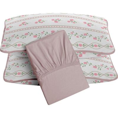 Jogo De Cama Tecebem King Malha 100% Algodão Grazi 3 Peças Premium Rosinha