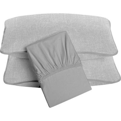 Jogo De Cama Tecebem Casal Malha 100% Algodão Brian 3 Peças Premium Cinza