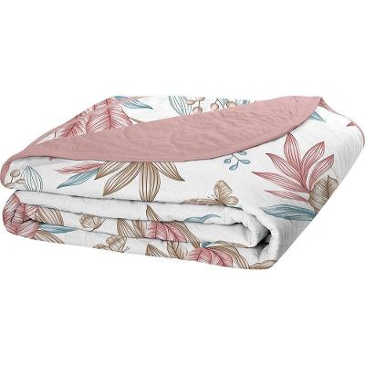 Cobre Leito Tecebem Solteiro Malha 100% Algodão Estampado Em Matelassê Yara 170x240cm Rose