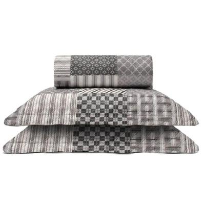 Cobre Leito Buettner Queen Microfibra Renove Estampado Austria 3 Peças Cinza