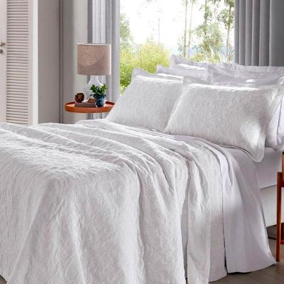 Cobre Leito Buettner King Jacquard Dupla Face Cenário Estampado Ravena 3 Peças Branco