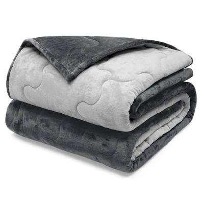 Edredom Buettner Queen Plush Flannel 100% Poliéster Dupla Face 240mx260m Metal Escuro E Metal Claro