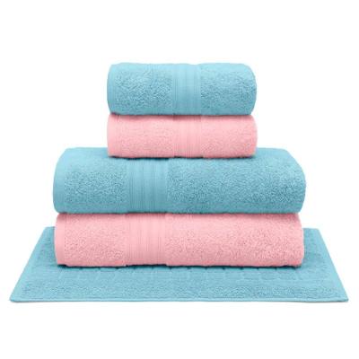 Jogo De Toalha Buettner 5 Peças Algodão Egípcio Platine Color Rosa Petala E Azul Riviera
