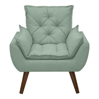 Poltrona Opala Decorativa Conforto Tecido Boucle Pé Trapézio Verde