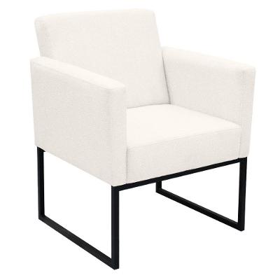 Poltrona Jade Conforto Aconchego Tecido Boucle Base Metálica Branco