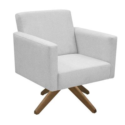Poltrona Jade Aconchego Decor Tecido Boucle Base Giratória Cinza