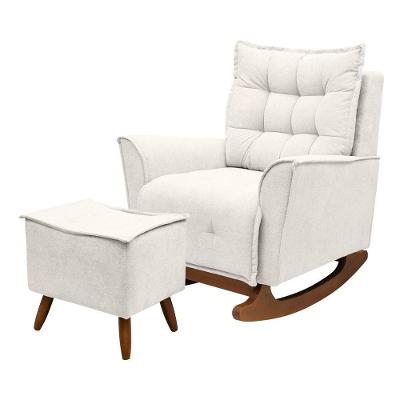 Poltrona Amamentação De Balanço Helena + Puff Boucle Quarto Branco