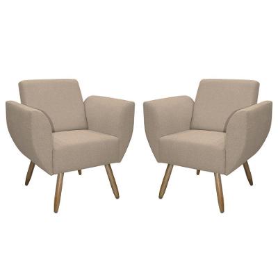 Kit De 2 Poltronas Jolly Cadeira Decorativa Em Tecido Boucle Areia