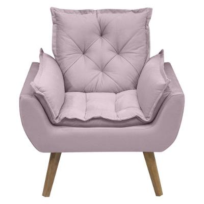 Kit Com 2 Poltronas Opala Conforto Decorativa Em Veludo Rosê