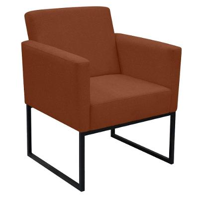 Poltrona Jade Conforto Aconchego Tecido Boucle Base Metálica Terracota