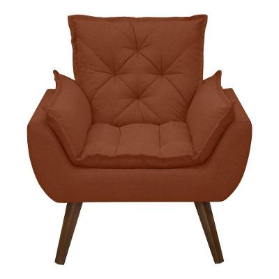 Poltrona Opala Decorativa Conforto Tecido Boucle Pé Trapézio Terracota
