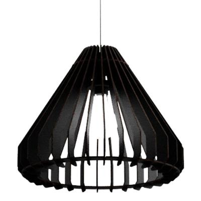 Luminária Teto Tipo Pendente Cone Mdf - Completa Cor: Preta