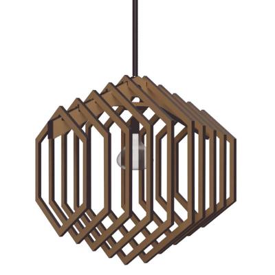 Luminária Teto Tipo Pendente Hexagonal Mdf - Completa Cor: Marrom
