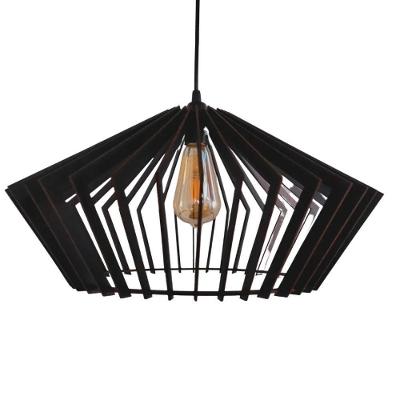 Luminária Teto Tipo Pendente Dejavu Em Mdf - Completa - Cor:preta