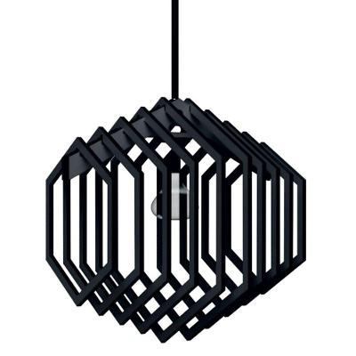 Luminária Teto Tipo Pendente Hexagonal Mdf - Completa Cor: Preta