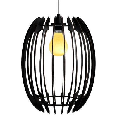 Luminária Teto Tipo Pendente Grega Mdf - Completa Cor: Preta