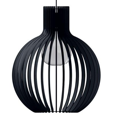 Luminária Teto Tipo Pendente Cúpula Mdf - Completa Cor: Preta
