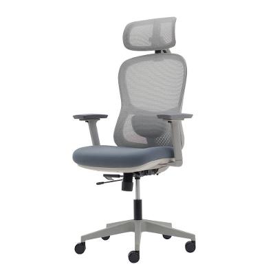 Cadeira Ergonômica NR 17 Presidente Prime Encosto Mesh Apoio De Cabeça E Braços Ajustáveis Cinza