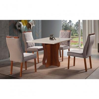 Sala De Jantar Maciça 4 Cadeiras 1x1 Bella Art Salas