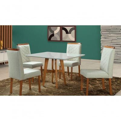 Sala De Jantar Maciça 4 Cadeiras 120x90 Milão Art Salas