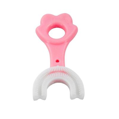 Escova De Dentes Infantil De Silicone Formato Em U 360 Graus Rosa