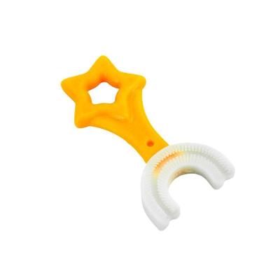Escova De Dentes Infantil De Silicone Formato Em U 360 Graus Amarelo