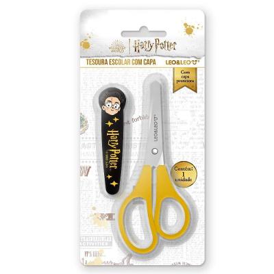 Tesoura Escolar Harry Potter Com Capa Protetora Leo&leo Amarelo