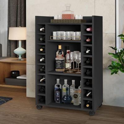 Buffet Aparador Bélgica Adega Bar Com Rodízios Preto Fosco
