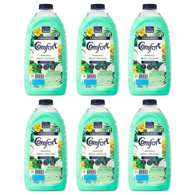 Caixa Com 6 Amaciante Comfort De Roupa Brisa Tropical Com Toque De Coco Frasco 1 8l