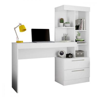 Mesa Para Escritório Com Estante E 2 Gavetas Office Branco