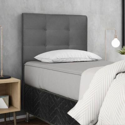 Cabeceira Estofada Cama Box Solteiro 90 Cm Milão Suede Suede Cinza