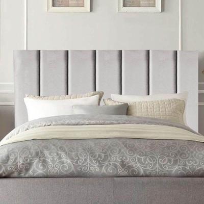 Cabeceira Estofada Cama Casal Queen Size 160 Cm Laura Linho Cinza Claro
