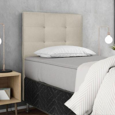 Cabeceira Estofada Cama Box Solteiro 90 Cm Milão Suede Suede Bege