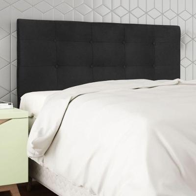 Cabeceira Estofada Cama Box Casal 140 Cm Milão Suede Suede Preto