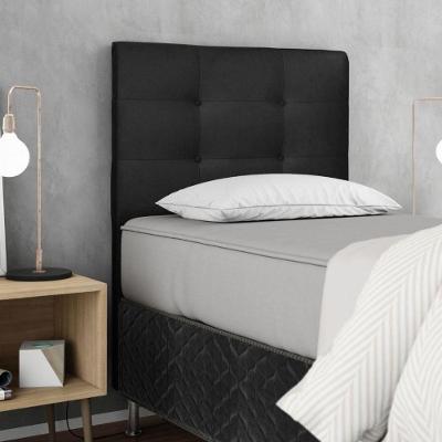 Cabeceira Estofada Cama Box Solteiro 90 Cm Milão Suede Suede Preto