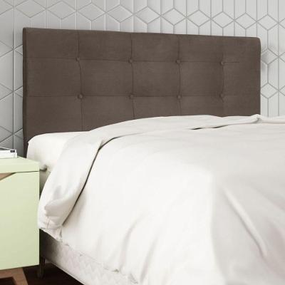 Cabeceira Estofada Cama Box Casal 140 Cm Milão Suede Suede Marrom