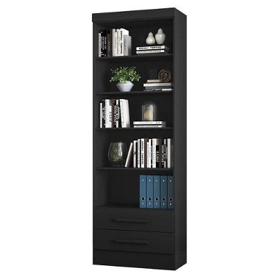 Estante Livreiro Com 2 Gavetas 3420 Preto Fosco - Qmovi Preto Fosco
