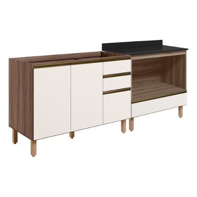 Balcao Pia E Balcao Forno Mdf Kali Nicioli Carvalho Toq Off White Cetim