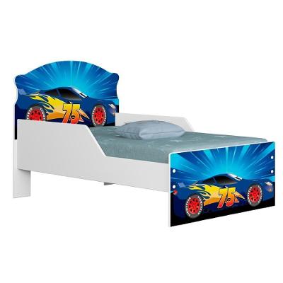 Mini Cama Infantil 148x68cm Proteção Lateral Carro Azul Z53 - Mpozenato