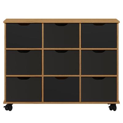 Nicho Organizador 9 Gavetas Com Rodízios Freijó/preto - Qmovi