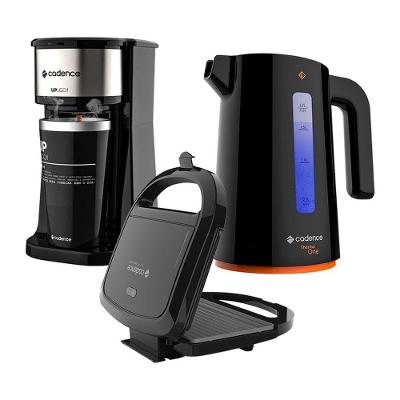 Kit Trio Black Cadence - Cafeteira To Go Chaleira Sanduicheira 220V