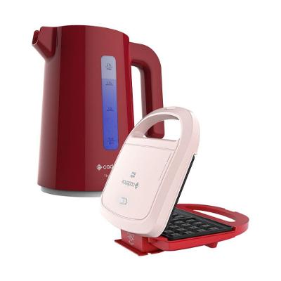 Kit Máquina De Waffles E Chaleira Vermelha 1,7L Cadence 110V