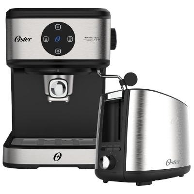 Kit Espresso Oster - Cafeteira Double E Torradeira Inox 220V