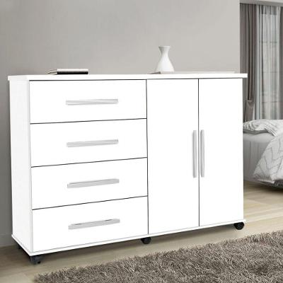 Cômoda Bali Com 2 Portas E 4 Gavetas Branco Brilho