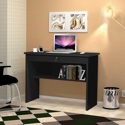 Escrivaninha Mesa Notebook Orquídea Multiuso Compacta Com Gaveta E Chave - Preto
