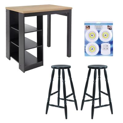 Bancada Cozinha Ditália + 2 Banquetas + Iluminação Cd-1022 Preto
